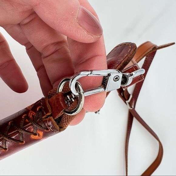 Vintage Floral Tooled Leather Crossbody Bag Hawaii woven Vintage purse - Picture 12 of 12